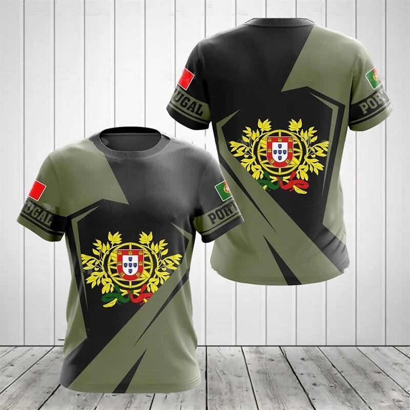3D Portugal National Emblem Graphic T Shirt for Men Clothing Casual Unisex Short Sleeved Tee Shirts Streetwear Y2k Tops T-shirt