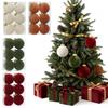 6Pcs Christmas Ball Ornaments Flocking Rustic Distressed Hanging Balls with Loop Farmhouse Xmas Decoration