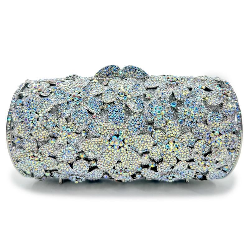 Ultima Pochette di Lusso in Pietra Fiori Multicolore Diamante Borsa da Sera Regalo di Natale Borsa da Banchetto Portafoglio Donna Borsa a Mano con Strass