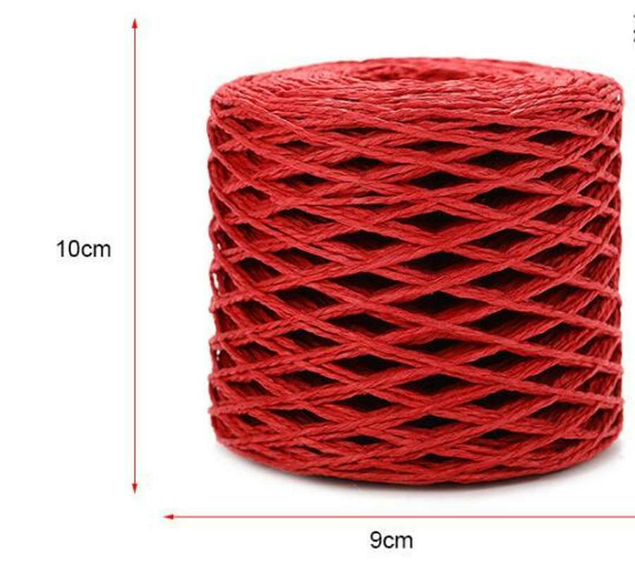 200 Meter Natural Raffia Straw Yarn For Hand Knit Crochet Summer Straw Hat Handbag Cushion Baskets Knitting 2mm Colorful Threads