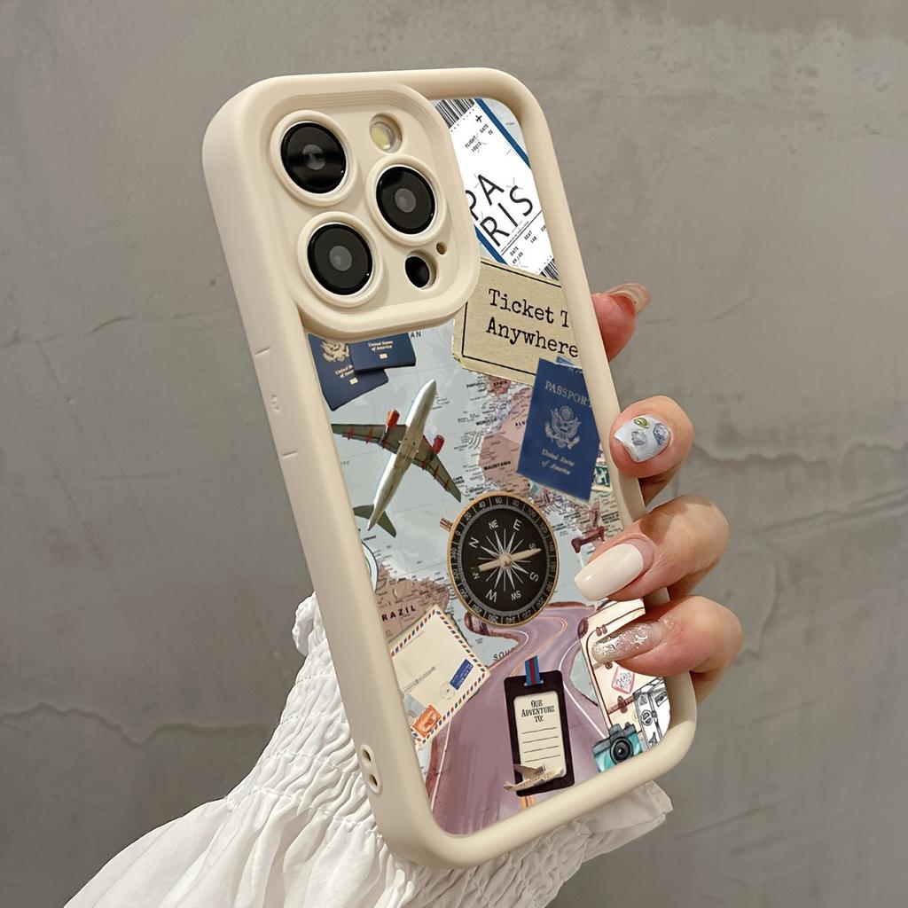 Vintage Travel Collage with Ticket To Anywhere Art Phone Case for iPhone 17 16 15 14 13 12 11 Series Pro Max Plus