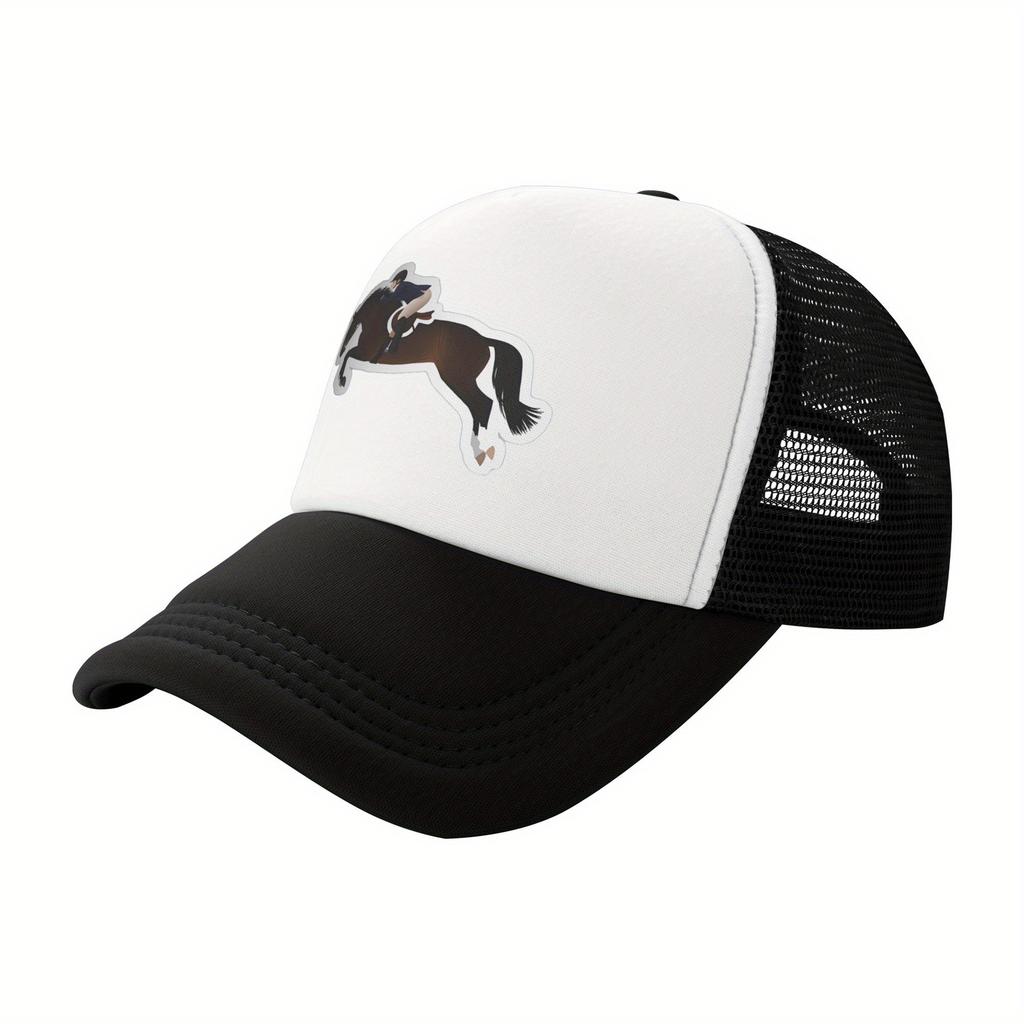 Equestrian Horse Jumping Hunter Jumper Sport Trucker Hat Breathable Mesh Baseball Cap Adjustable Outdoor Gift