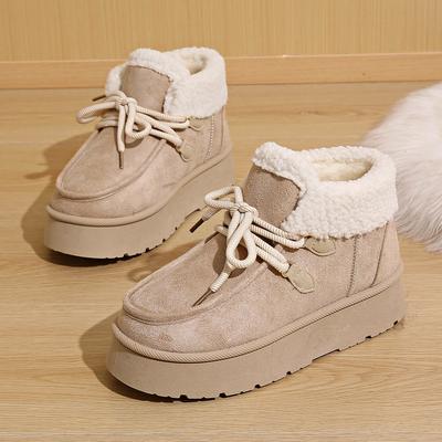 Women's Snow Boots Winter Thickened Plush Warm Cotton Shoes Lace Up Short Boots Winter Women's Ankle Boots Botas Invierno Mujer