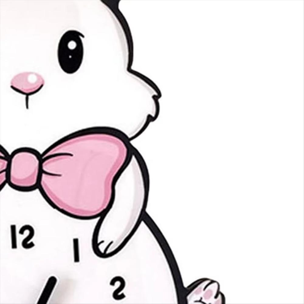 Hanging Little White Rabbit  Wall Clock Cute Digital Wall Clock Funny Cartoon Wall Clock  Bedroom