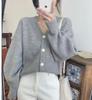 2026 Spring/Fall Women's French V-neck Long Sleeve Loose Knit Cardigan Sweater Coat