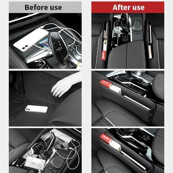 1Pc  Universal Car Seat Gaps Storage Box With Cup Holder, PU Leather Storage Box, Car Front Seat Gaps Filler, Car Interior Accessories