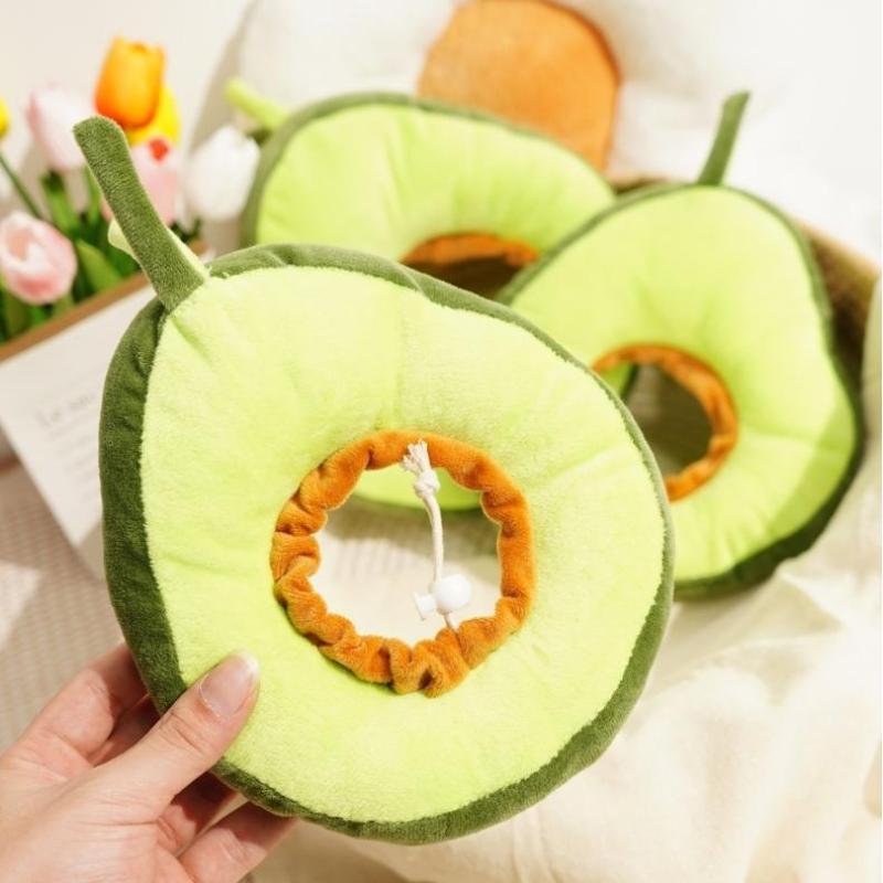 Soft Adjustable Toast Avocado Shaped Cotton Pet Elizabethan Pet Collar Wound Healing Collar Prevent Bite Neck Ring Pet Supplies