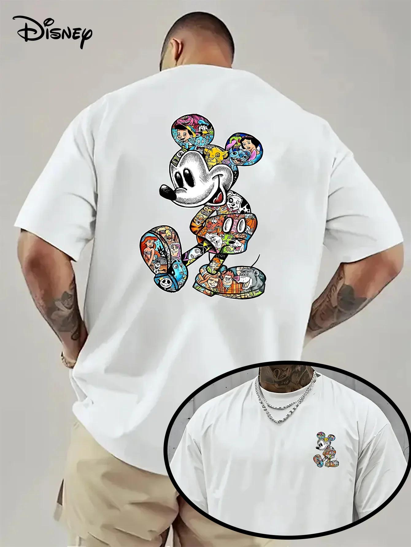 BenberFashion Modieus T-shirt voor Heren, Disney Mickey Mouse Puur Katoenen T-shirt, Casual Sporttop, Comfortabele en Trendy Herenkleding L