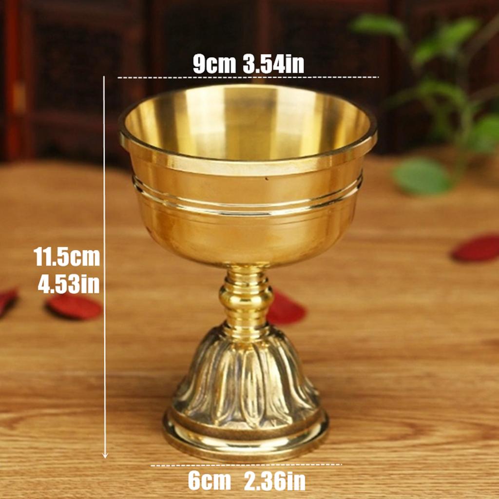 Ghee Lamp Holder Oil Lamp Dish Dimmable Buddhist Alloy Butter Lamp Holder for Living Room Home Desktop Decoration Ornament