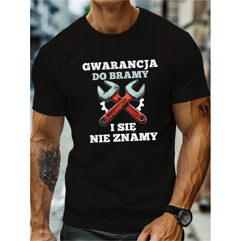 Men's Funny Polish Saying T-Shirt - Humorous Polish Phrase Graphic Tee, Lightweight Summer Crew Neck Short Sleeve Shirt, Mechanic Gift for DIYers,