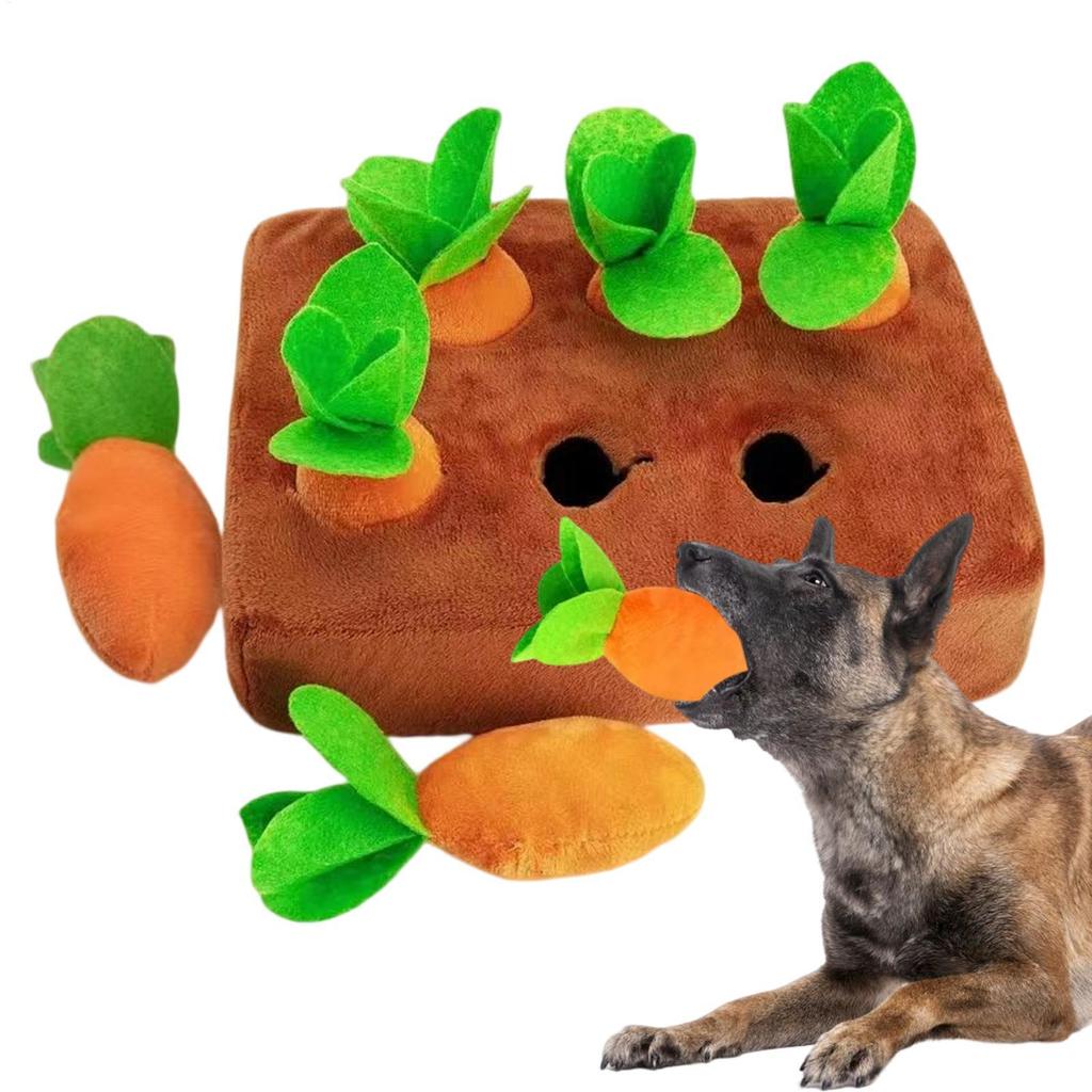 Hund Karotte Plüschtier Haustier Schnüffelteppich Interaktion Schnüffelmatte Nasenarbeit Futterspiele Interaktives Hundespielzeug Haustier Plüsch Karotten-Spielzeugmatte