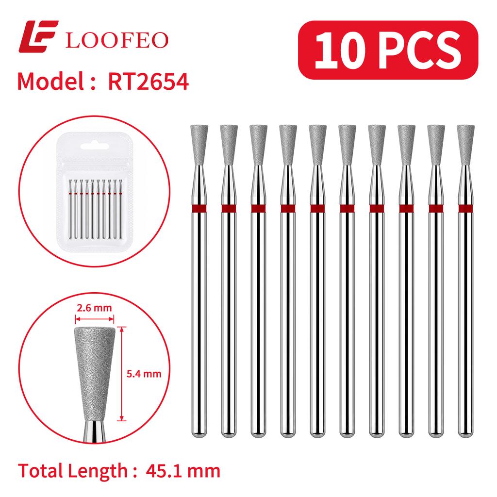 10PCS Diamond Nail Drill Bit Set Reverse Trapezoid 2.4/2.6/3/3.5/4/4.5mm Nail Milling Cutters Nail File Bit Sets for Nail Prep Nail Groove Cleaning