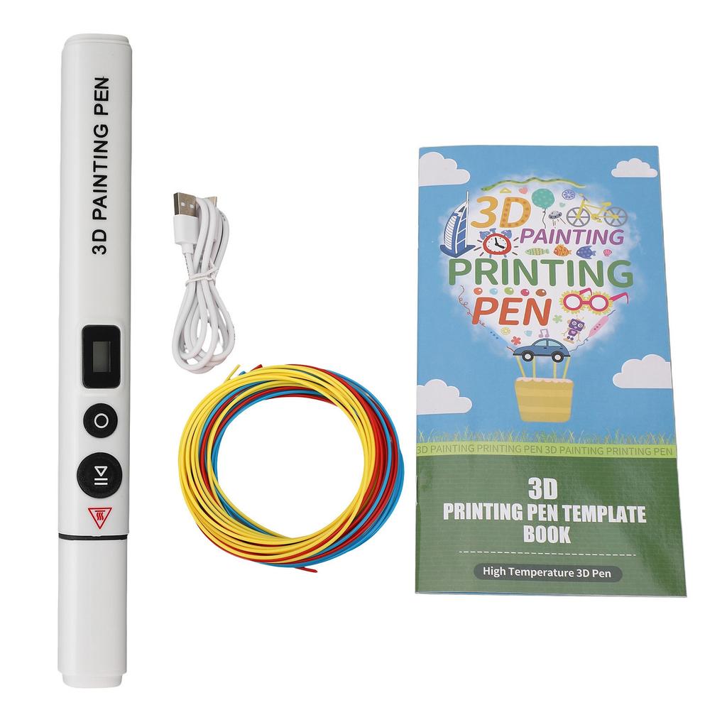 Smart High Temperature 3D Printing Pen Ergonomic LCD Screen 3D Printing Pen for PLA ABS White