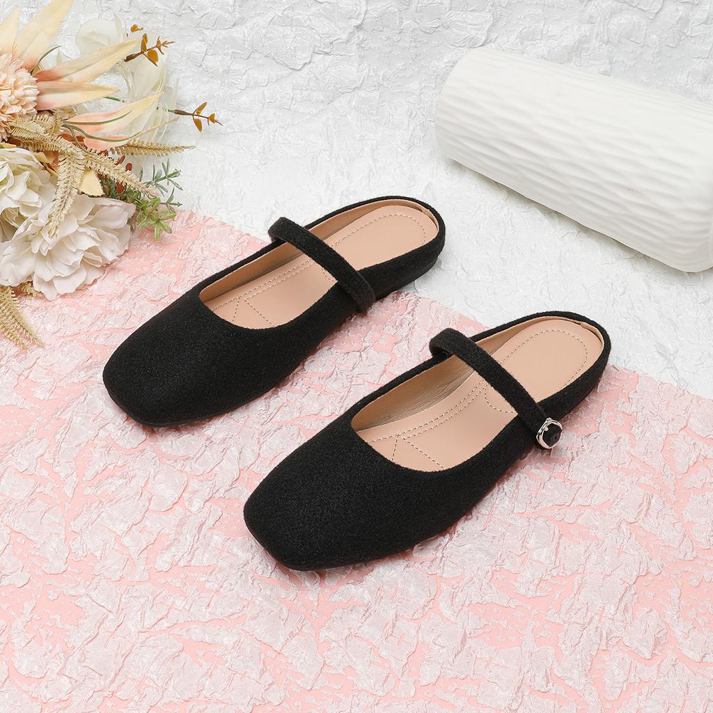 Fashion Flat Shoes for Women's Slippers Half  French Retro Suede 2025 Spring and Autumn New Plus Size Women's Shoes Slippers Women