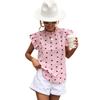 Women's European & American Polka Dot Ruffle Crew Neck Shirt