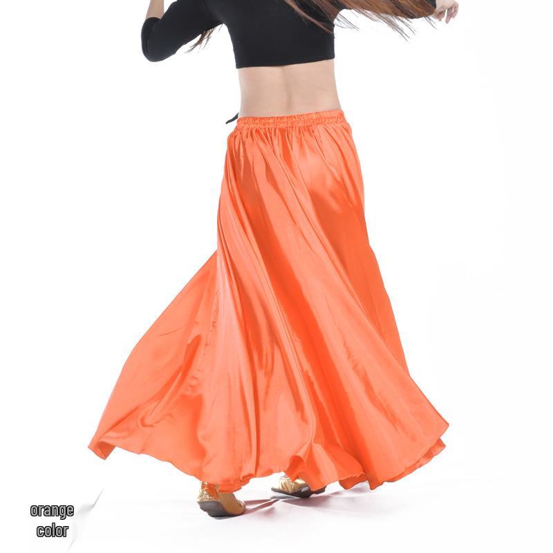 Big Swing Satin Belly Dance Skirt for Stage Performance