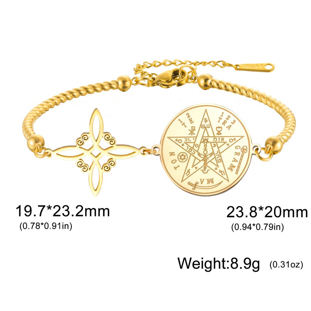 EUEAVAN Classic Witch Knot Bracelet For Women Stainless Steel Tetragrammaton Pentacle Bracelet Double Protection Jewelry Gifts