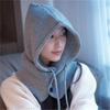 Adult Windproof Balaclava Hat Removable Women's Hood Adjustable Size Warm Cycling Hat Girls Winter Candy Color Knit Pullover Hat