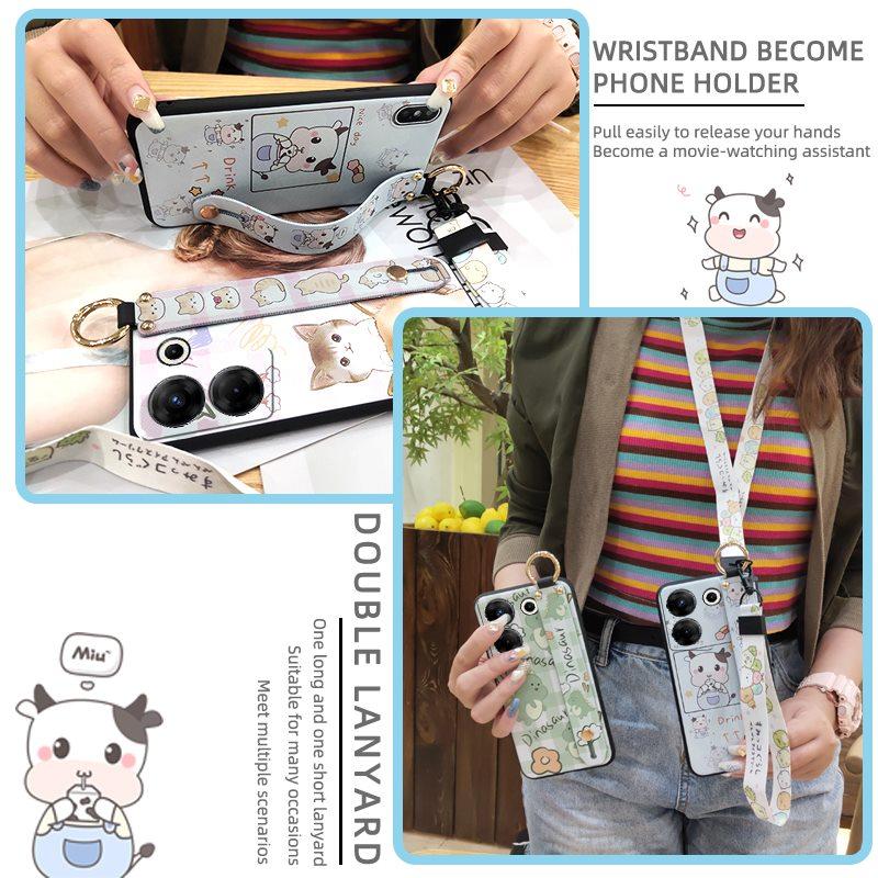 Cute Lanyard Phone Case For Tecno Camon20 Pro 5G/CK8n Silicone Phone Holder Soft case Back Cover Waterproof Wrist Strap