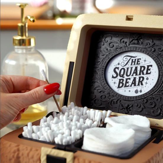 Square Bear Storage Box with Lid 3D Printed Decorative Jewelry Candy Trinkets Small Keepsakes Container Home Office Desk Decoration