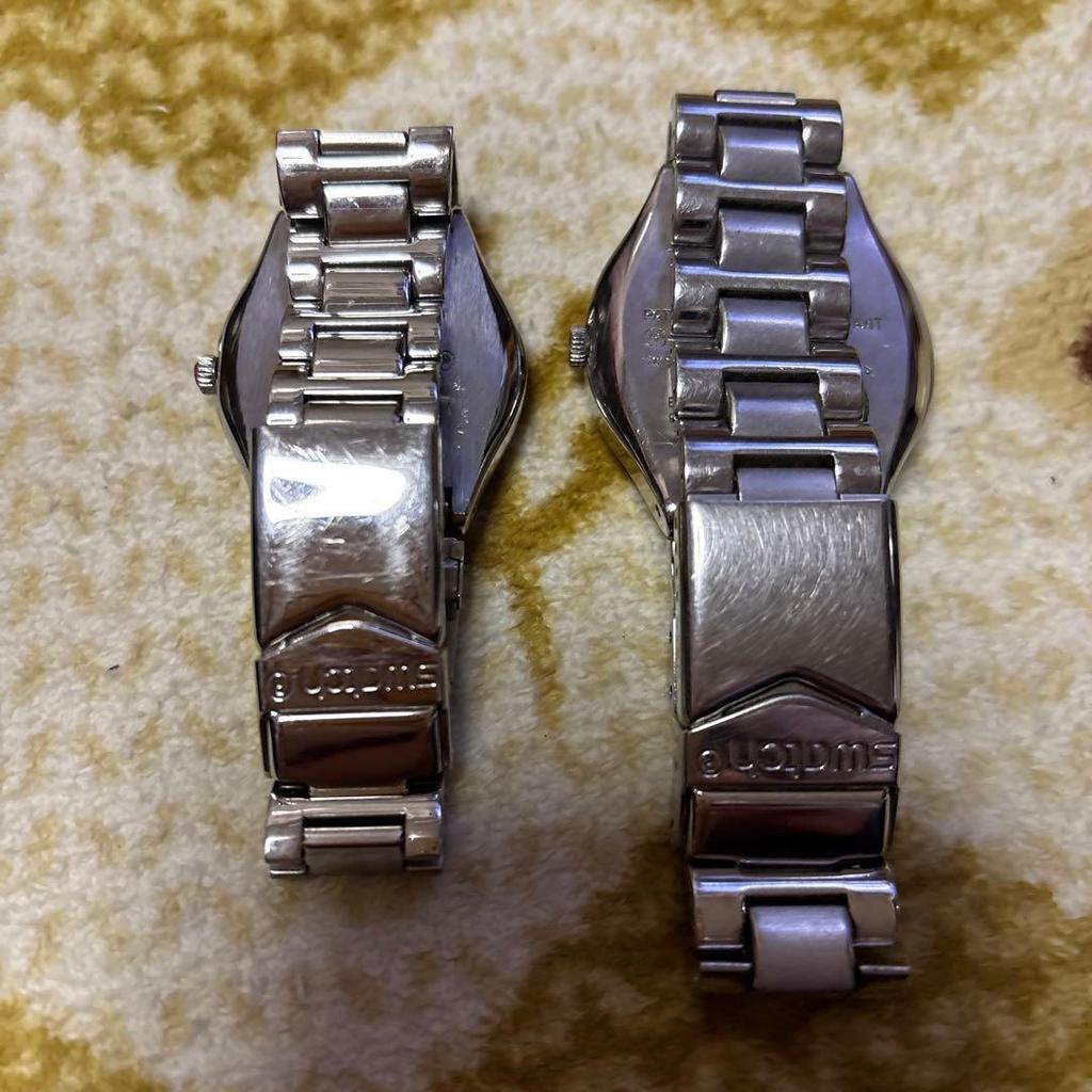 Used [Used item] Swatch watch red stainless steel red dial bracelet pair