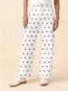 Women's White Heart Denim Pants - High Stretch, Slim Fit, Wide Leg