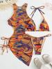 2025 Euro-American Lace-Up Cutout Bikini Three-Piece Swimsuit Set