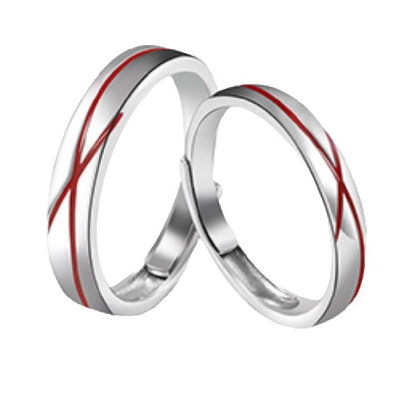 Yue Lao Red Thread S925 Sterling Silver Couple Ring – Simple, Elegant Design 2025 Model