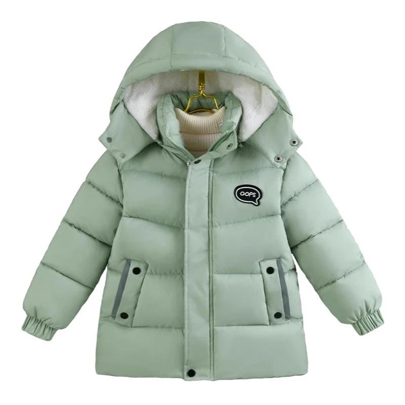 Winter Boys Jacket Long Solid Color Berber Fleece Lining Thick Warm Hooded Parka Teen Boy Snowsuit