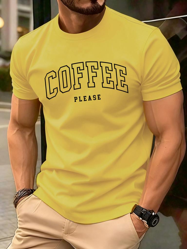 Coffee Please Printed Men T Shirts Hip Hop AllMatch Short Sleeve Cotton Summer Clothes Casual Oversize Trendy Sportswear