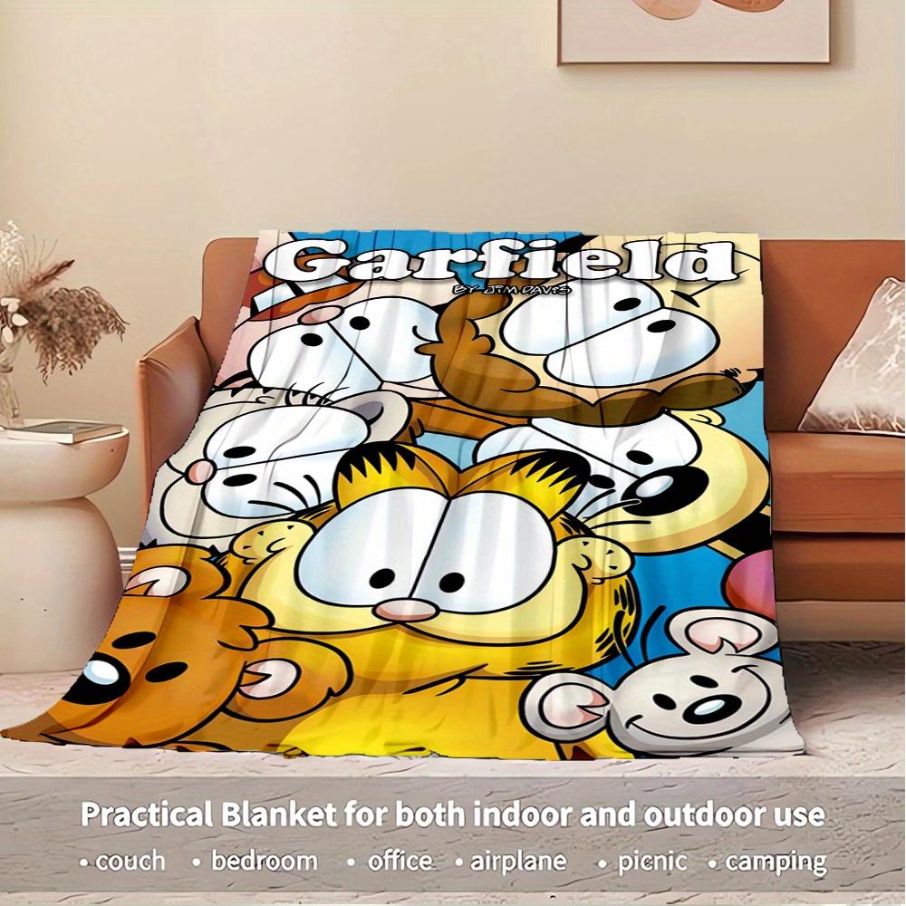 1pc Cat, Garfield Printed Flannel Blanket, Super Soft Plush  Bed Cover, Four Seasons Quilt for Sofa, Bed, Office,52