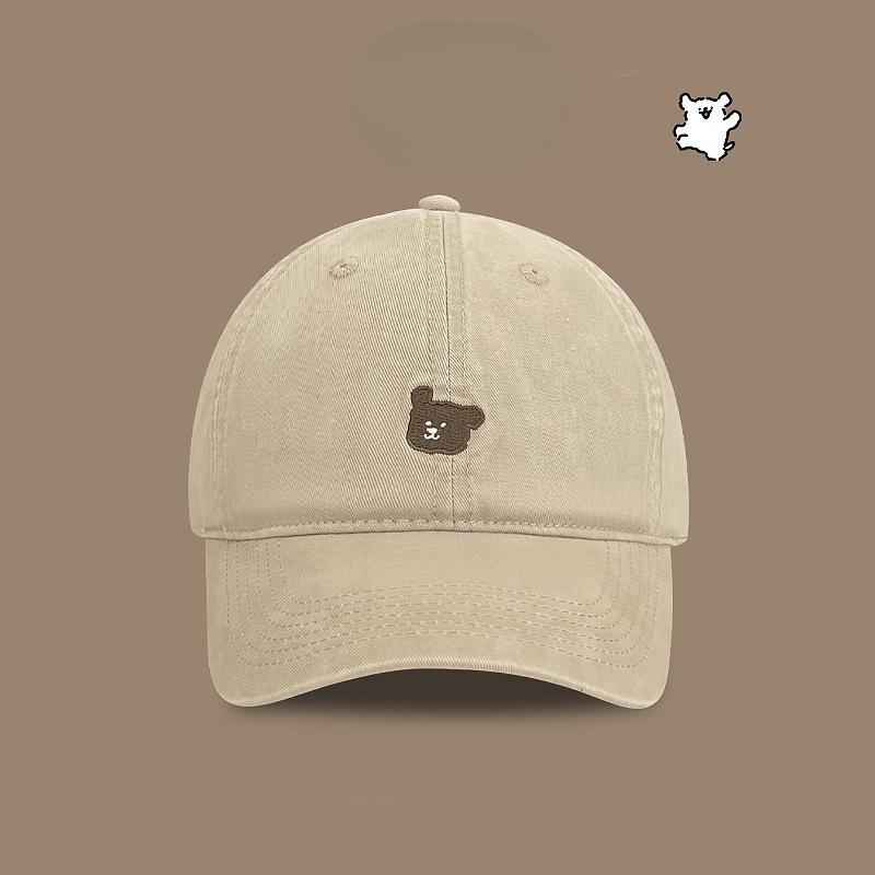 Retro Puppy Embroidered Baseball Cap for Women Korean Version with Big Head and Face Showing Small Couple's Baseball Cap Wide Brim