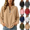 Damen Lockerer Pullover Sweatshirt Langarm Lässiges Oberteil mit halbem Reißverschluss Bequeme Alltagskleidung