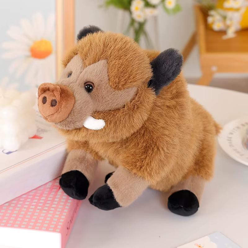 

25/30 см имитация маленькой дикой свиньи плюшевая игрушка длинный бивень длинная шерсть дикий кабан плюшевая игрушка украшение для дома рождественский подарок для мальчиков about 25cm