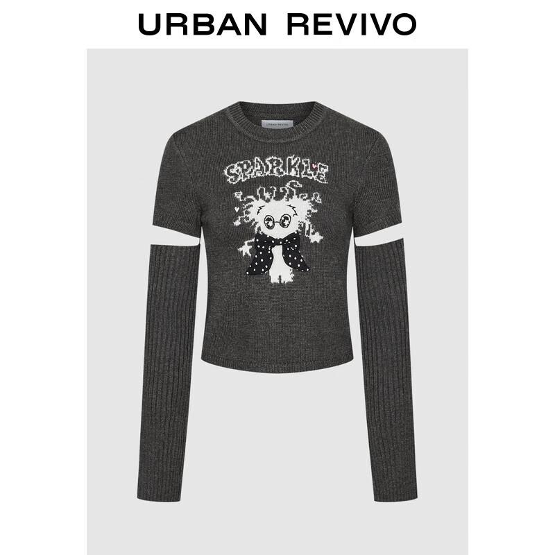 

UR 2025 Осень Свитер вязаный с причудливым кошачьим узором XL