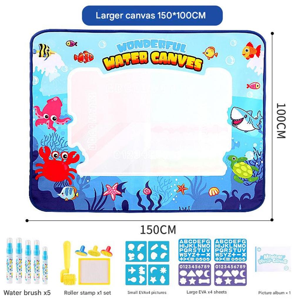 150X100cm  Water Canvas  Drawing Board Repeatedly Doodle Water Painting Carpet Reusable Drawing Mat Kids Toy Gift