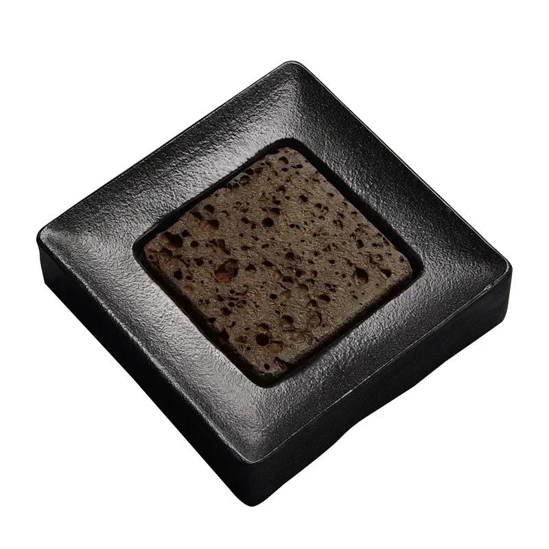 Stone Tea Tray Plate Teapot Board Natural Volcanics Teaware Water Storage Chinese Antique Table Accessorie Home Decoration Black
