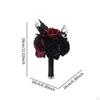 Artificial Rose Flowers Black Leaves Dark Wedding Ornament Twig Goth Flower Bouquet for Theme Party