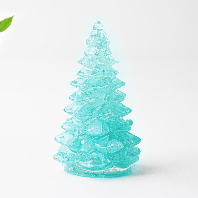 Crystal Gemstone Christmas Tree Sculpture Amethyst Rose Quartz Resin Art Home Decor Desk Ornament Holiday Gift For Her