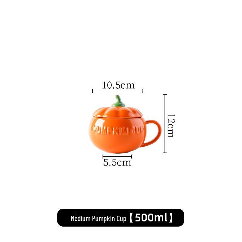 Abay Ceramic Pumpkin Mug with Lid & Spoon