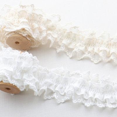 5cm Wide Lace Pleated Ruffles Ruffled 1 Yard Lace Fabric Double Layers DIY Ruffled Lace Trims Apparel Curtains Sewing Decor
