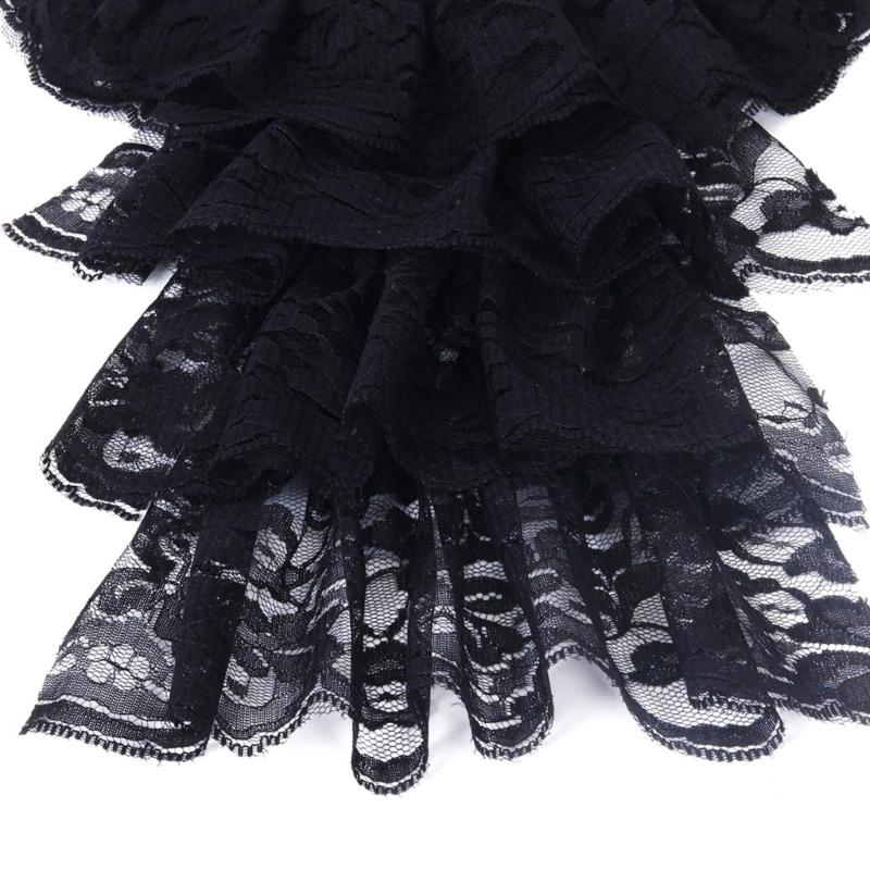 Halloween Retro Victorian Lace Jabot Collar and Cuffs Set Colonial Lace Collar Detachable Faux Sleeve Costume Accessory
