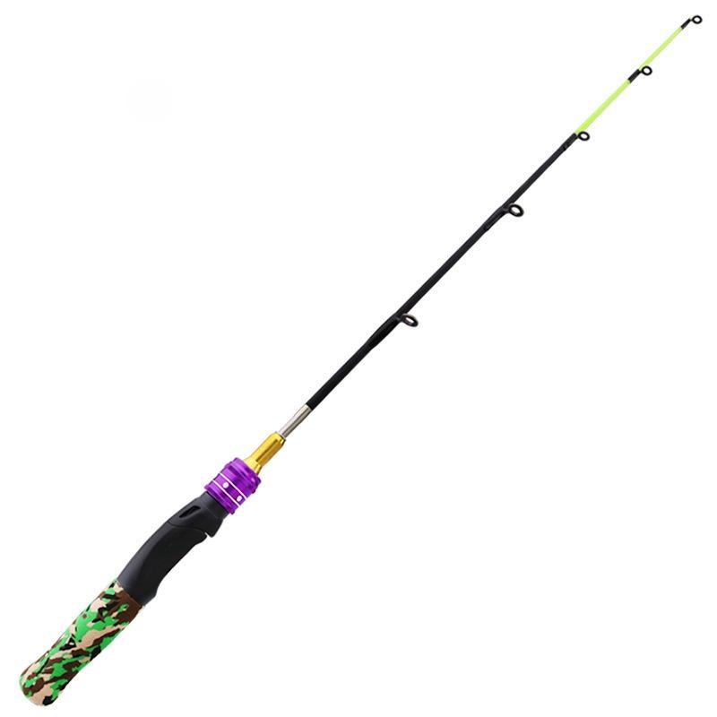 1set 61cm Carbon Ice Fishing Rod, 2-Section Spinning Rod for Winter Raft Shrimp Carp Fishing,Portable Lightweight Fishing Tackle