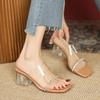 Fashion Women Transparent High Heels Slippers Crystal Narrow Band Sandalias Mujer Perspex Clear Heeled Flip Flops Pantuflas Mujer 2025