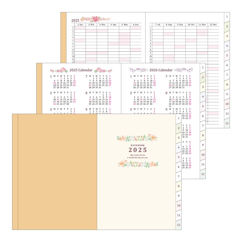 Midori Pocket Diary 2025 A6 Weekly Country Time Floral Pattern 22304006 January (Starts 2025)