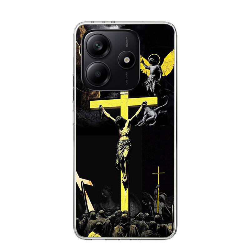 Syn Boży Jezus Krzyż Święte Światło Etui na Telefon Dla Xiaomi Redmi Note 15 14 13 12S 12 Pro Plus 11S 11E 11 11T 10S 10 Art Miękkie Wzór
