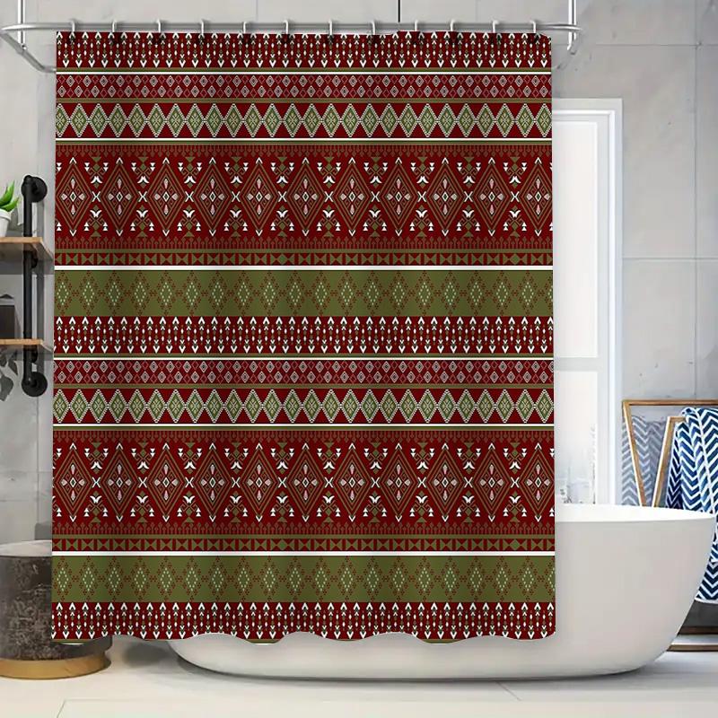 Floral Shower Curtain Vintage Botanical Print Waterproof Fabric Bathroom Decor Farmhouse Style Washable Backdrop 90x180cm