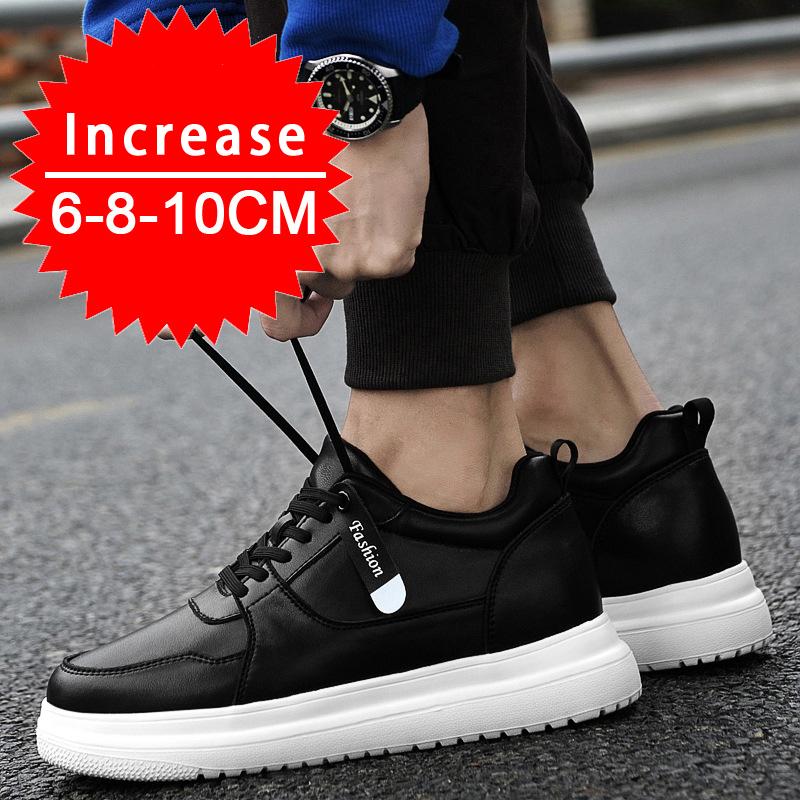 Sneakers da Uomo Scarpe con Rialzo Aumentano l'Altezza Soletta 7-8CM Scarpe con Tacco Alto Vera Pelle Scarpe Sportive