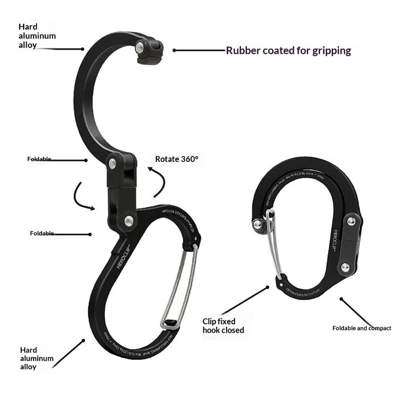 1Pcs Aluminum Alloy Hook D-Type Multifunctional Hook Outdoor 360 Degree  Rotatable Quick Release Fishing And Camping Buckle