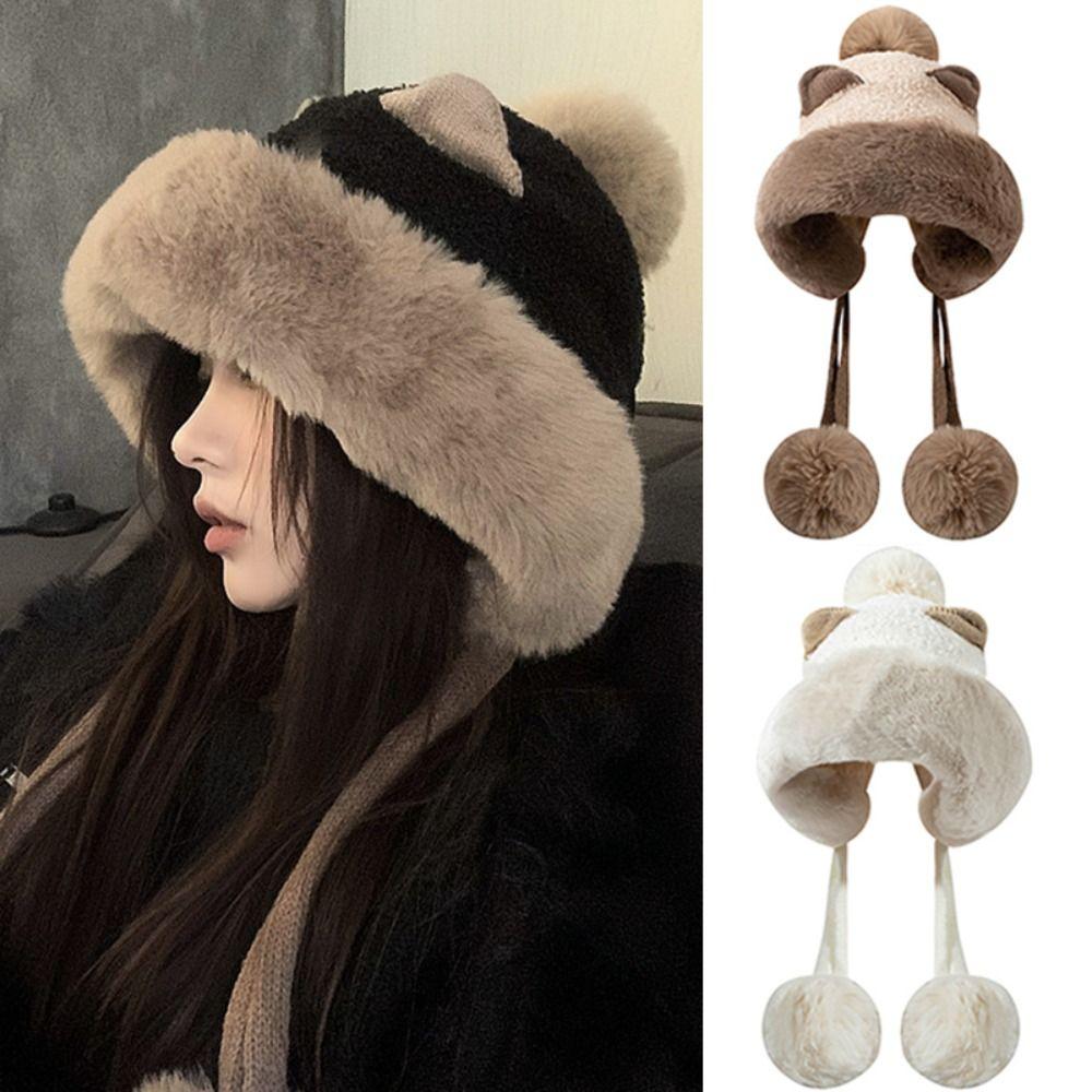 

Милая женская уличная теплая вязаная шапка с милыми ушками, шляпа Lei Feng, высокое качество, зимне-осенние шапки для женщин